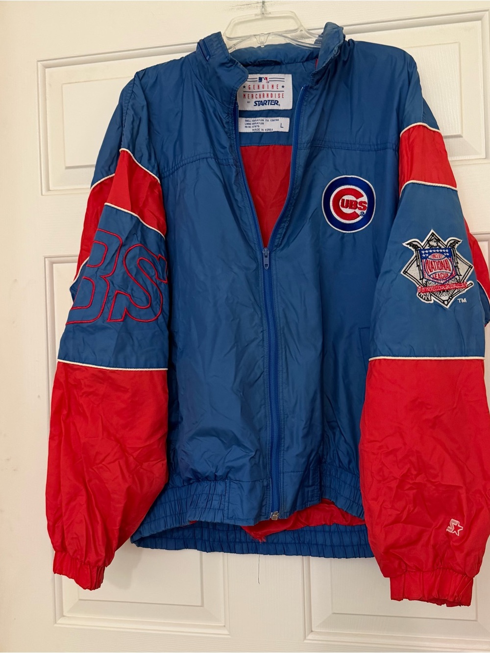 Vintage 90s Starter MLB Chicago Cubs Full Zip Lightweight Windbreaker Jacket L